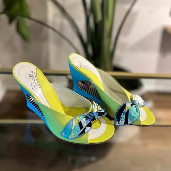 EMILIO PUCCI Retro Wedges SZ 37 1/2 - Picture 3 of 6